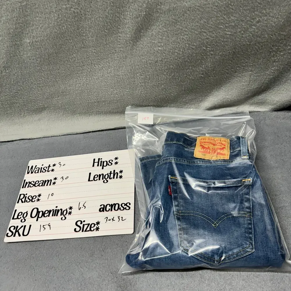 Levi's 502 Jeans Classic Taper Fit‎ Mens 30x32 (30x30 ACTUAL) Blue Denim Stretch